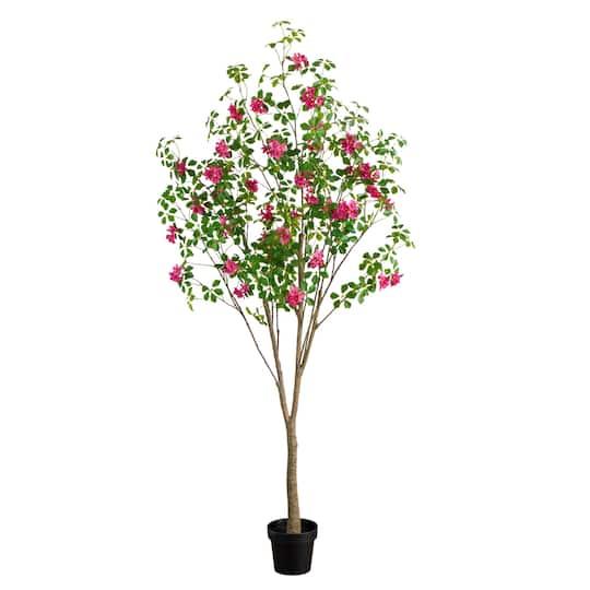 7Ft Artificial Dogwood Tree By Nearly Natural in Green/Pink | 32" x 32" x 84" | Michaels®